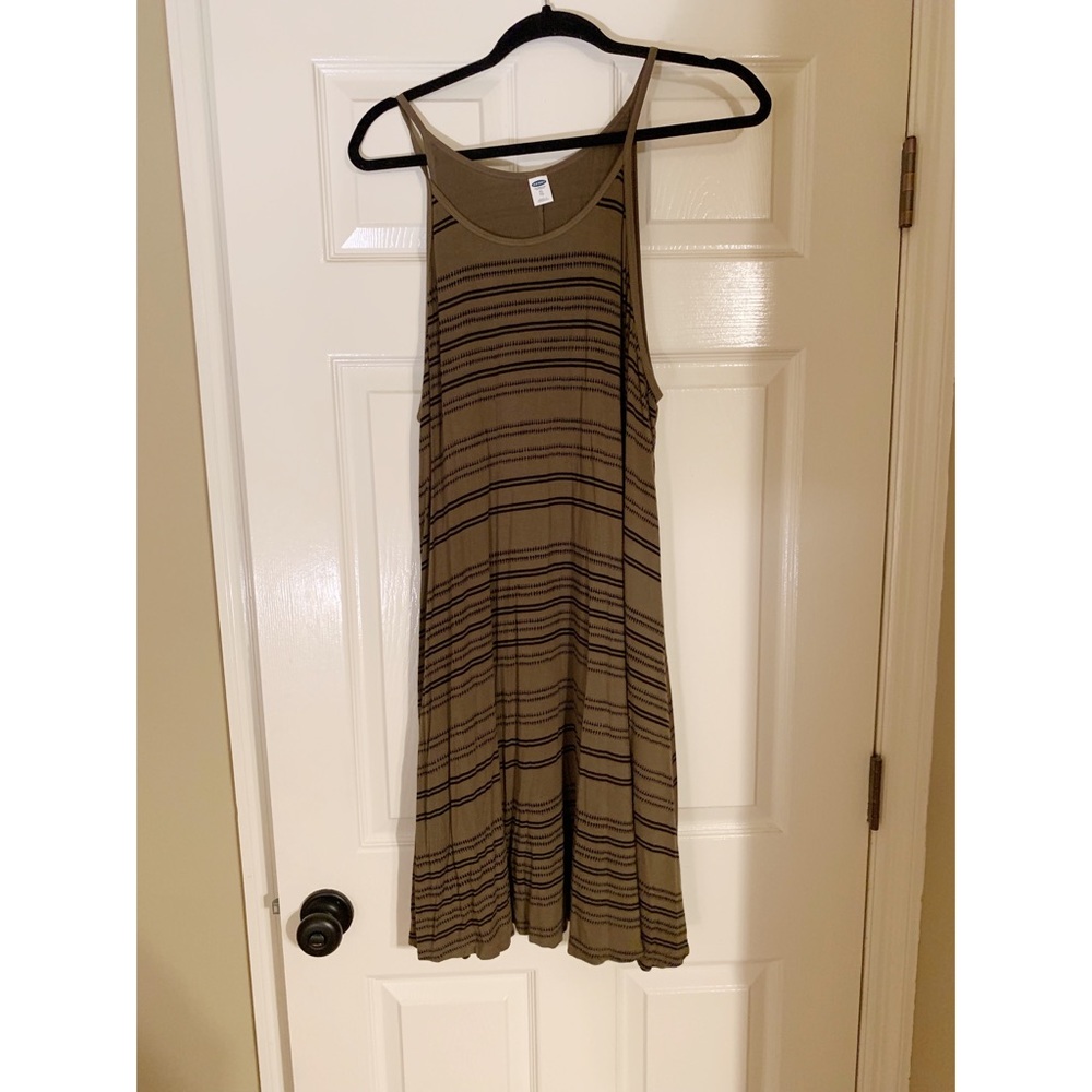 Old Navy olive green/black striped dress size XL